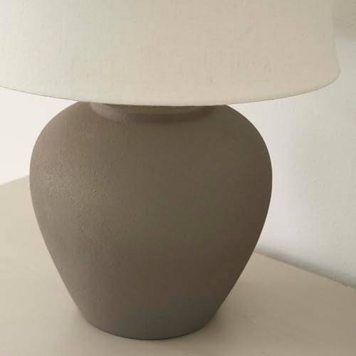 Nourison Home 20" Brown Matte Ceramic Table Lamp with Fabric Shade, Bedside Nightstand Lamp for Bedroom, Living Room, Entryway - Image 5