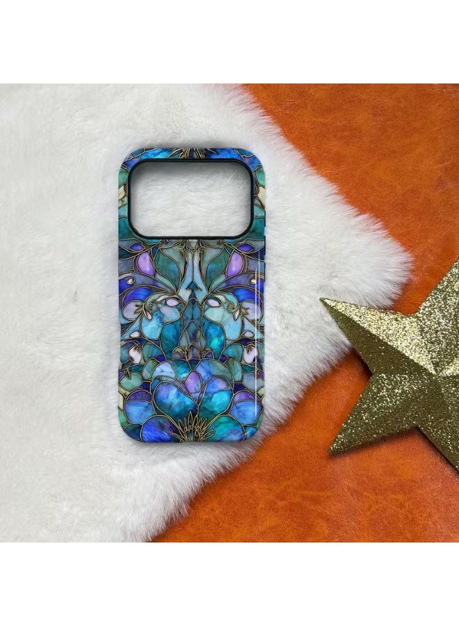 Temu This iPhone case features a colorful glass flower design along with abstract shapes, providing durable shock absorption and a modern look. It makes an elegant gift for any occasion and is compatible with the iPhone 17 Pro.