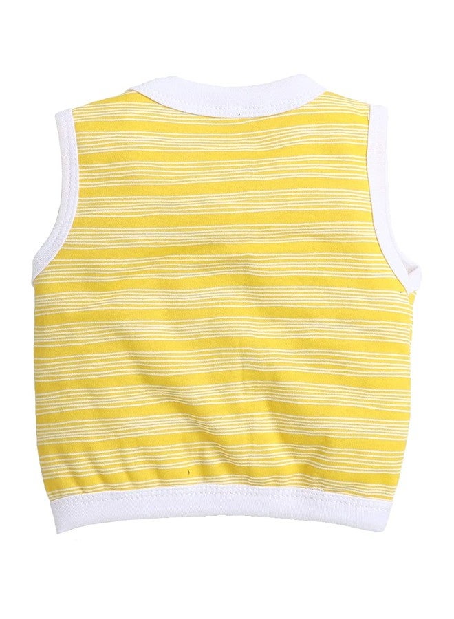 TiniBerry Baby Boy's & Baby Girl's T-Shirt Baby Baby Cotton Front Open Sleeveless Vest Tees Jhabala (Pack of 4) (9-12 Months, Yellow) - Image 5