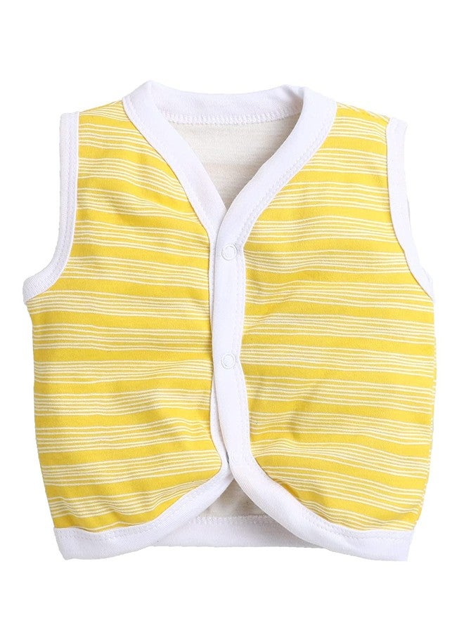 TiniBerry Baby Boy's & Baby Girl's T-Shirt Baby Baby Cotton Front Open Sleeveless Vest Tees Jhabala (Pack of 4) (9-12 Months, Yellow) - Image 4