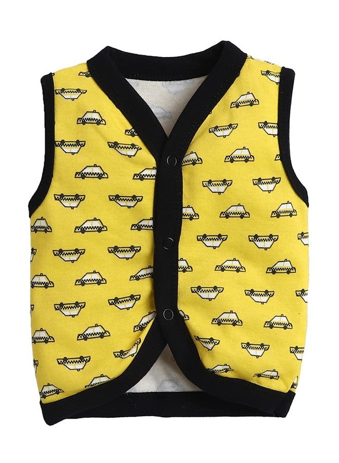 TiniBerry Baby Boy's & Baby Girl's T-Shirt Baby Baby Cotton Front Open Sleeveless Vest Tees Jhabala (Pack of 4) (9-12 Months, Yellow) - Image 2