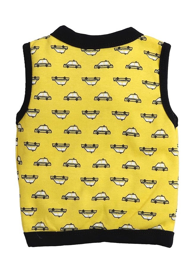 TiniBerry Baby Boy's & Baby Girl's T-Shirt Baby Baby Cotton Front Open Sleeveless Vest Tees Jhabala (Pack of 4) (9-12 Months, Yellow) - Image 3
