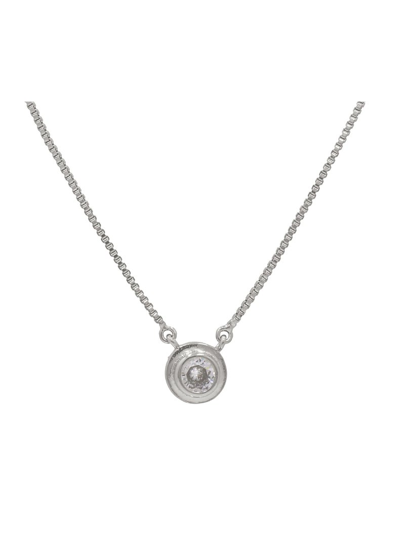 Fashionbox Stone Necklace Silver