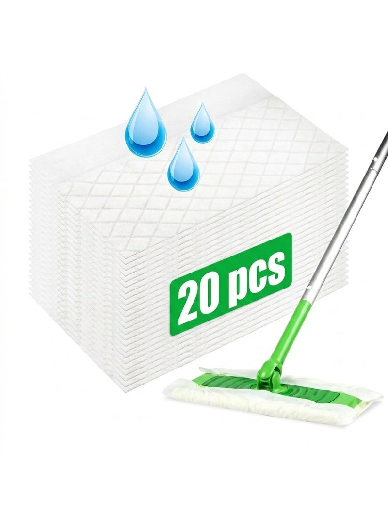 20 Counts Sweeper Wet Mopping Cloths Compatible (21 x 40 cm) Large Wet Mop Pads Refills XL Disposable for Sweeping Scrubbing Cleaning Wood Hardwood Tile - Image 1