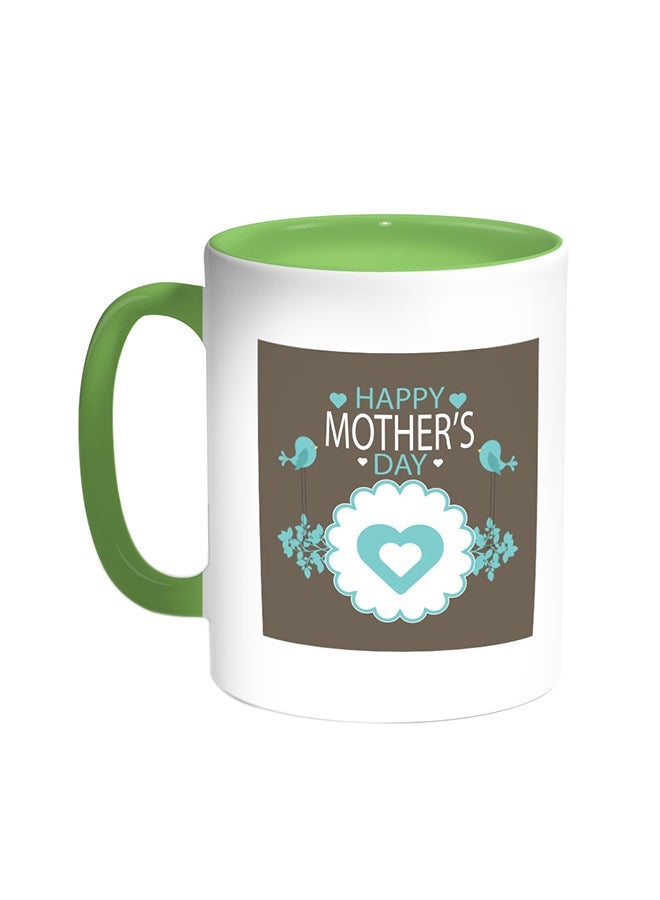 RYN Happy Mother's Day Printed Coffee Mug Green/White 11ounce