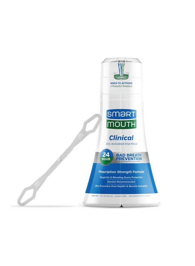 SmartMouth Dds Activated Clinical Mouthwash With Tongue Cleaner - Adult Mouthwash For Fresh Breath - Clinical Strength Mouthwash For Gum Health, Gingivitis & More - Clean Mint Flavor, 16 Fl Oz - Image 1