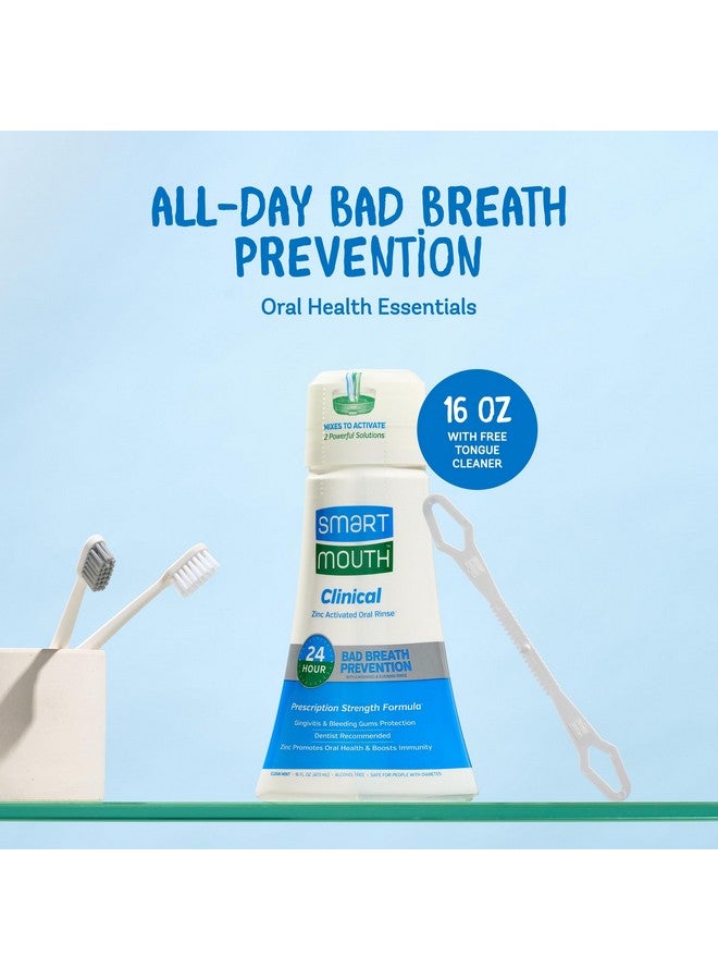 SmartMouth Dds Activated Clinical Mouthwash With Tongue Cleaner - Adult Mouthwash For Fresh Breath - Clinical Strength Mouthwash For Gum Health, Gingivitis & More - Clean Mint Flavor, 16 Fl Oz - Image 3