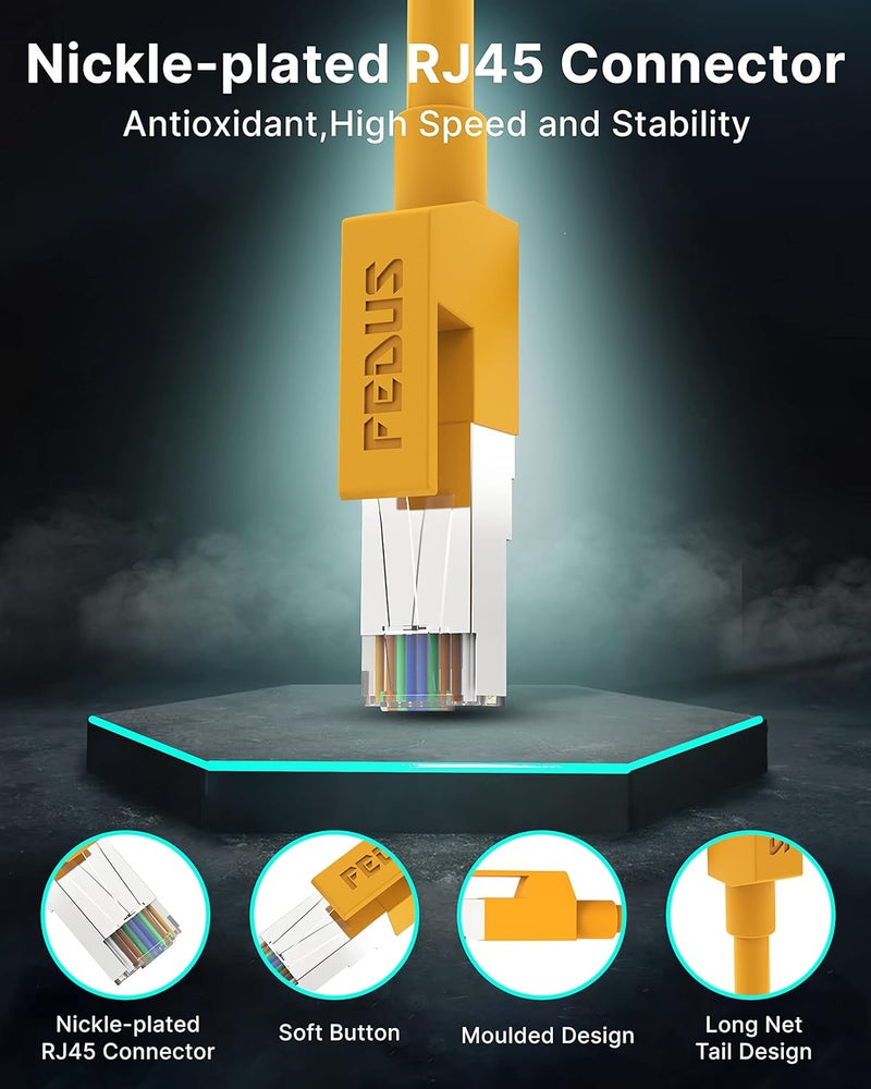 FEDUS 15 Meter High Speed RJ45 cat6 Ethernet Patch Cable LAN Cable Internet Network Computer Cable Cord Gigabit Category 6 UTP Wires For Modem, Router, LAN ADSL-10Gigabit-49 Feet (15 METER)-ORANGE - Image 5