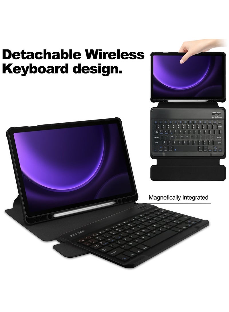 يوارب كينج القابلة للإزالة العربية اللاسلكية لوحة مفاتيح بلوتوث غطاء الدوارة متوافق مع iPad الجيل العاشر 10.9 بوصة 2022 / iPad الجيل الحادي عشر 10.9 بوصة 2025 ، 360 درجة غطاء الدوارة ، زوايا عرض متعددة مع غطاء مفتوح باللون الأسود - Image 4