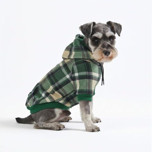 Spark Paws Dog Hoodie Premium Dog Sweater for Small Medium and Large Dogs Warm Outfits for French Bulldogs Pitbull Puppy Winter Jacket Alternative Green Plaid M - Image 1