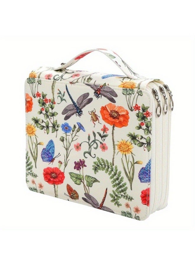 عام 124 حفرة متعددة الألوان ذات سعة كبيرة قلم رصاص اللون سستة ثلاث طبقات حقيبة تخزين فرشاة حالة - Image 1