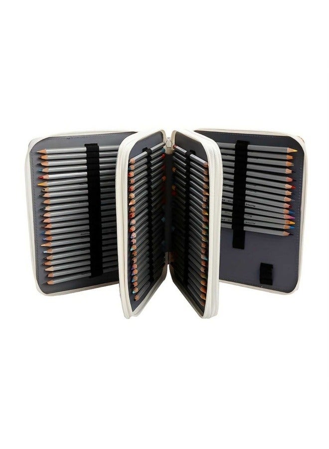 عام 124 حفرة متعددة الألوان ذات سعة كبيرة قلم رصاص اللون سستة ثلاث طبقات حقيبة تخزين فرشاة حالة - Image 4