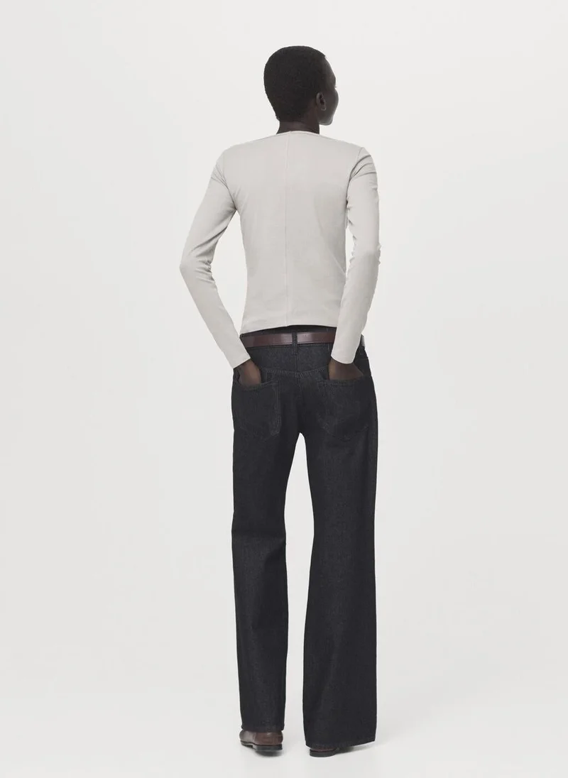 MANGO Cotton boat neck t-shirt