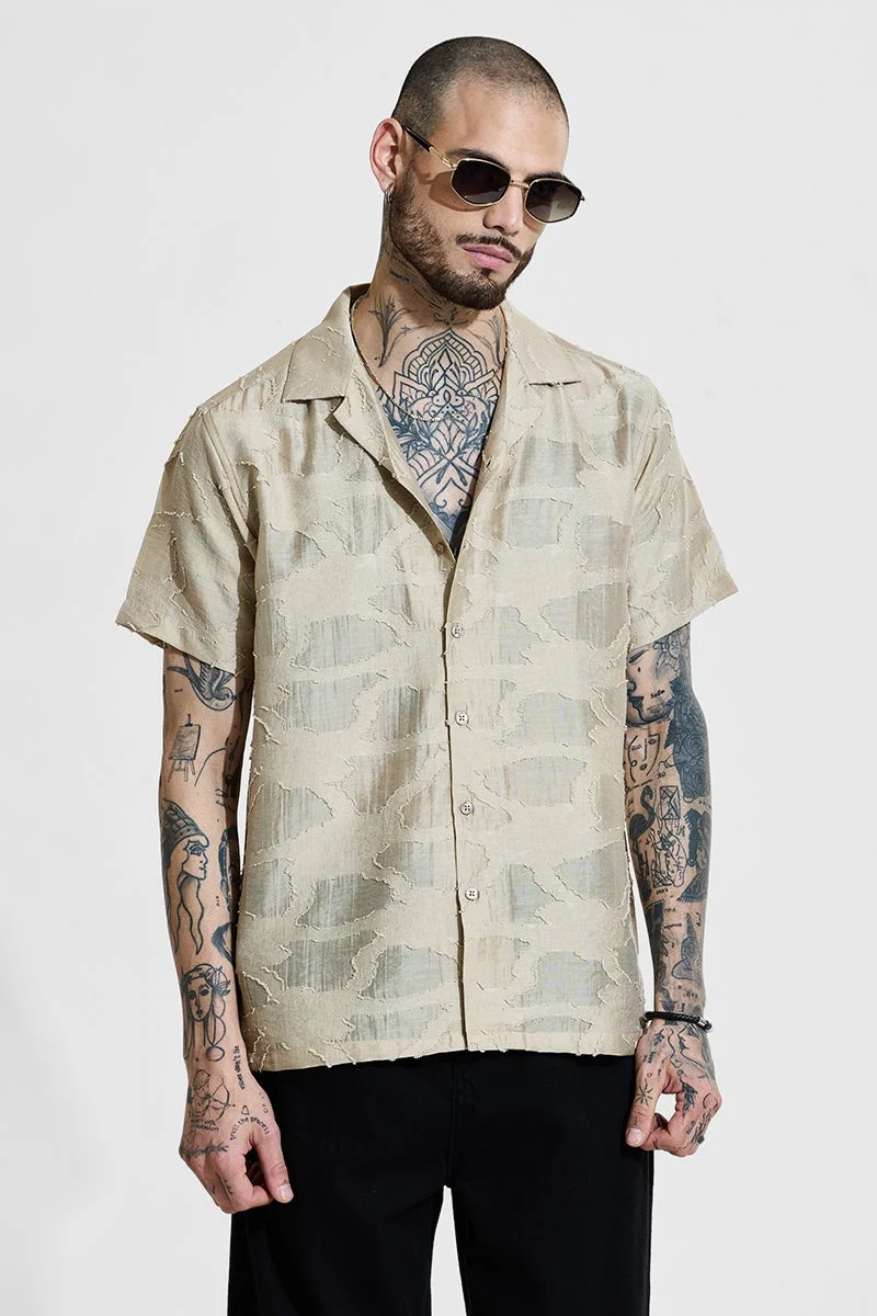 SNITCH Beige Textured Box Fit Shirt