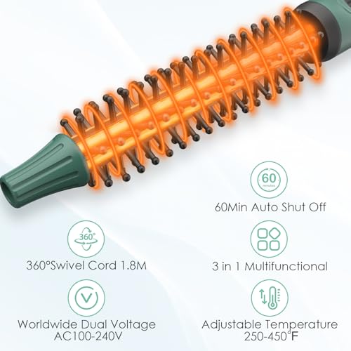 BANGMENG Mini Thermal Round Brush, 0.35 Inch Barrel Volume Heat Styling Brush for Men and Women Short Thin Curly Straight Hair, Heated Curling Iron,12 Temperature Setting (0.95 Inch with Bristles) - Image 4