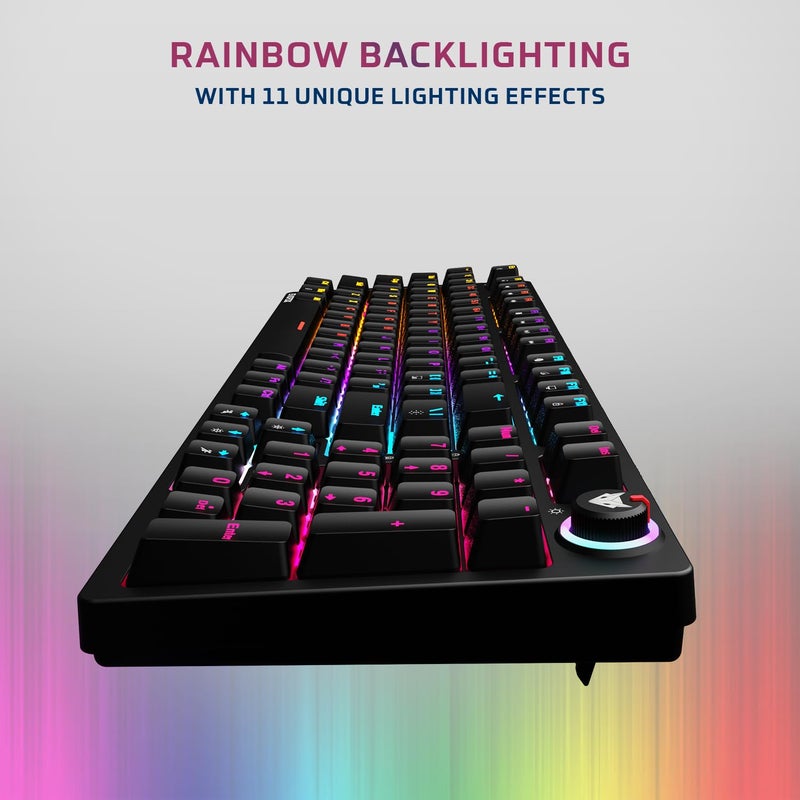 EvoFox Katana X2 FS Mechanical Gaming Keyboard | 3‑Pin Replaceable Clicky Blue Switches, Dynamic Backlighting, All Keys Anti‑Ghosting, Volume Knob, Copilot, Xbox Gamebar, Screenshot & More (Black) - Image 5