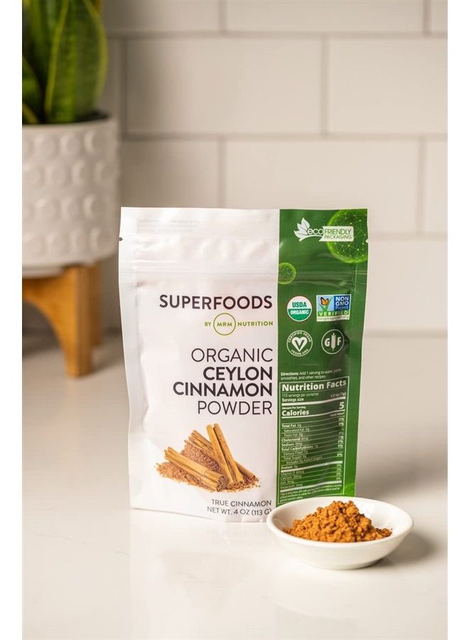MRM مسحوق القرفة السيلانية العضوية | سوبر فودز | قرفة حقيقية | مضادات الأكسدة | صحة القلب | نباتي + خالي من الغلوتين | 113 حصة - Image 4