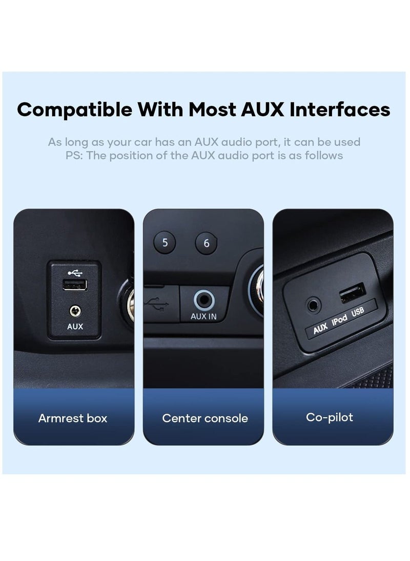 KASTWAVE - Car Bluetooth Aux Adapter 3.5mm Bluetooth Receiver 5.0 for Car, Bluetooth Adapter Wireless Receiver, Built-in Microphone for Hands-Free Calls Compatible with Car Speaker and Home Audio - Image 1