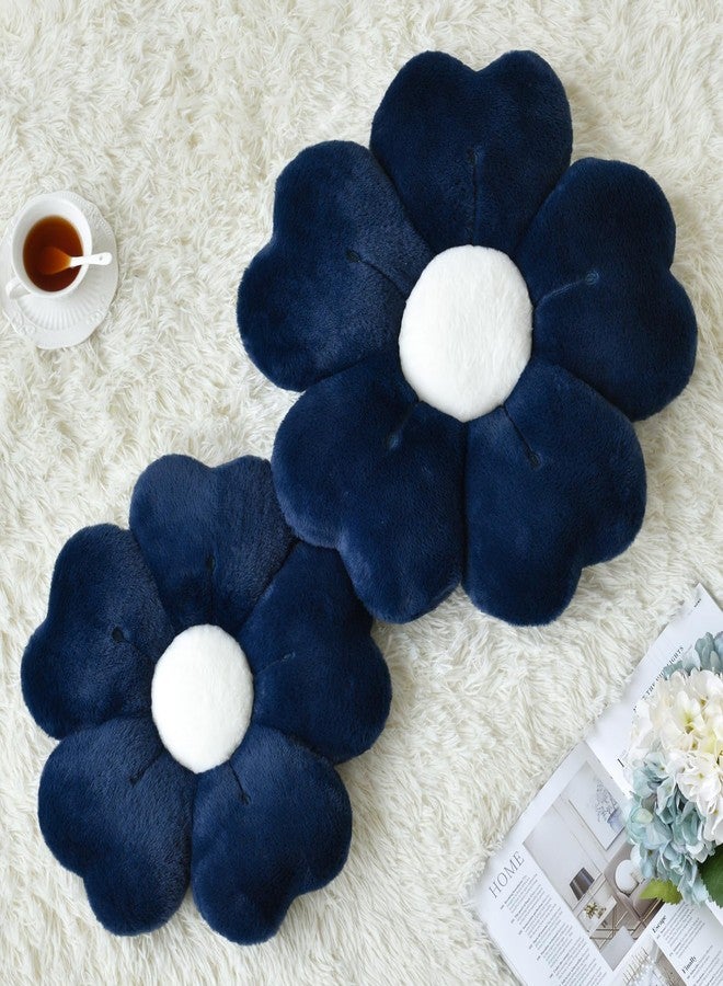 Ddliury Flower Pillow, Flower Shaped Pillow Decorative Throw Pillows for Bed Couch, Cute Daisy Pillow Dorm Decor Floor Seating Cushion (Navy Blue, 15 Inches) - Image 2