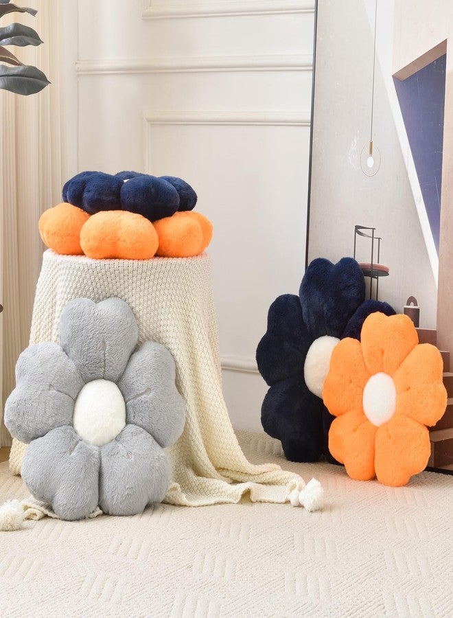 Ddliury Flower Pillow, Flower Shaped Pillow Decorative Throw Pillows for Bed Couch, Cute Daisy Pillow Dorm Decor Floor Seating Cushion (Navy Blue, 15 Inches) - Image 4