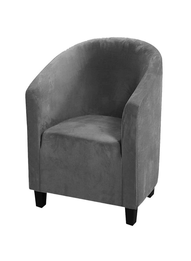 ITFRO Grey Club Chair Slipcover Stretch Velvet Tub Chair Cover Barrel Armchair Cover Sofa Cover Furniture Protector for Living Room (Grey) - Image 1