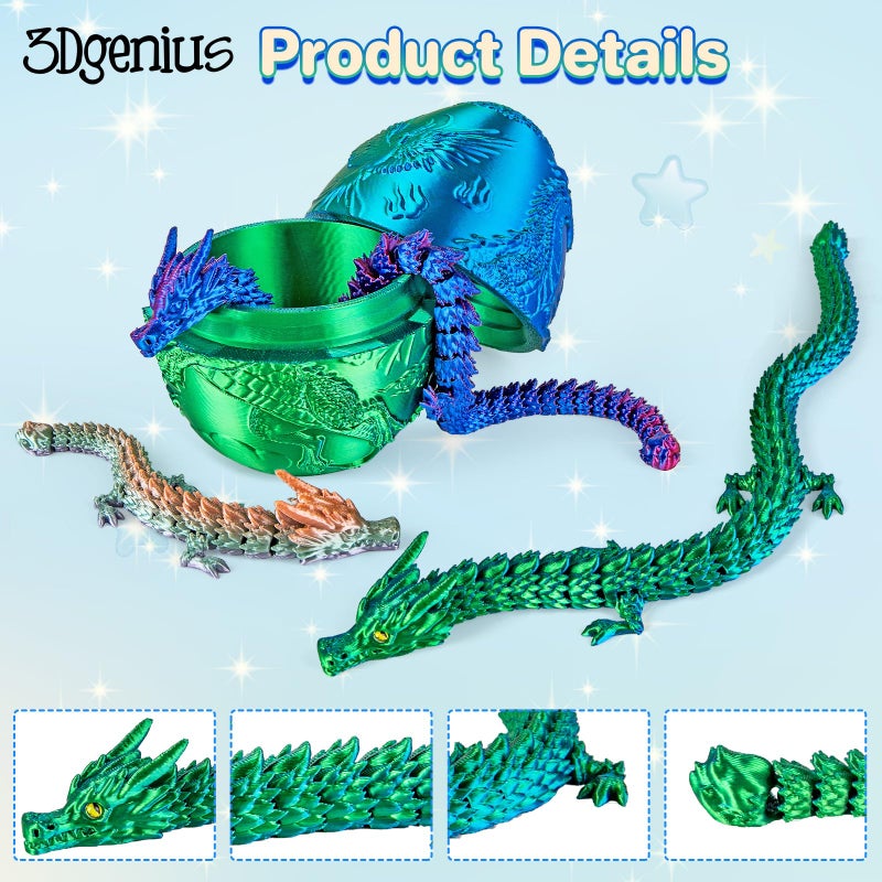 3Dgenius 3.94inch 3D Printed Dragons Egg Large Dragon Egg with 3 Dragons Inside 3D Printed Toys Dragon Toys for Kid & Adults, Easter Christmas & Home Decor - Image 4