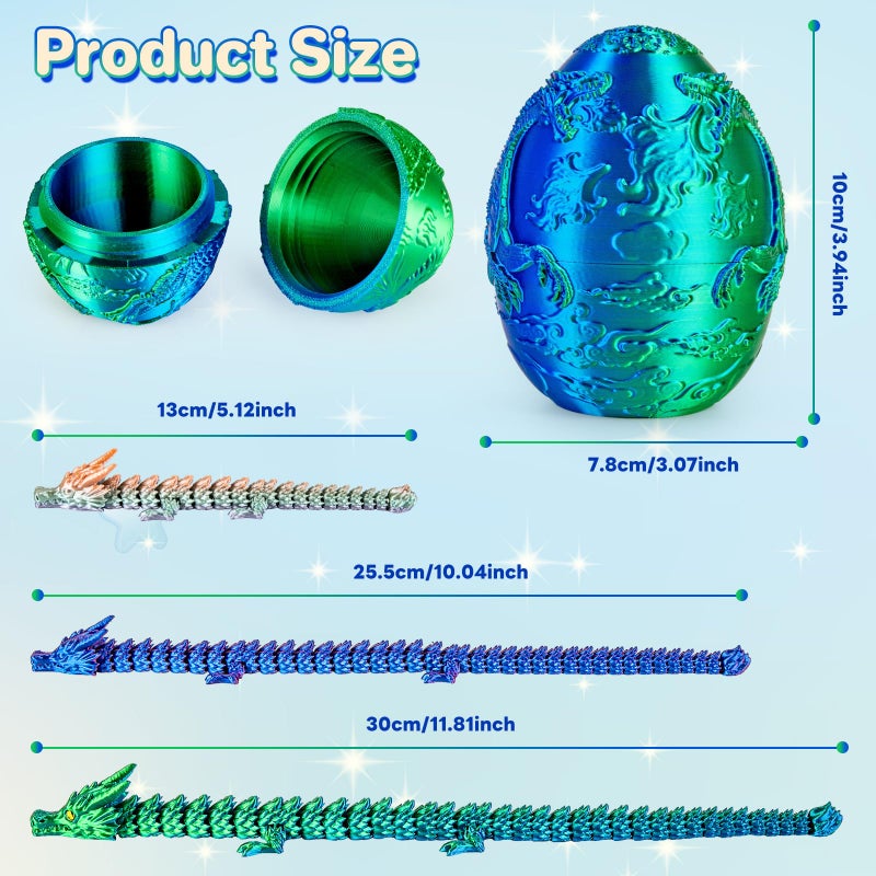 3Dgenius 3.94inch 3D Printed Dragons Egg Large Dragon Egg with 3 Dragons Inside 3D Printed Toys Dragon Toys for Kid & Adults, Easter Christmas & Home Decor - Image 2