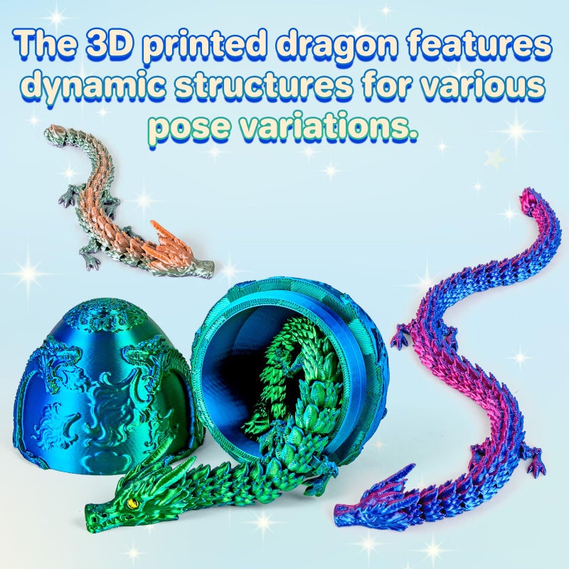 3Dgenius 3.94inch 3D Printed Dragons Egg Large Dragon Egg with 3 Dragons Inside 3D Printed Toys Dragon Toys for Kid & Adults, Easter Christmas & Home Decor - Image 3