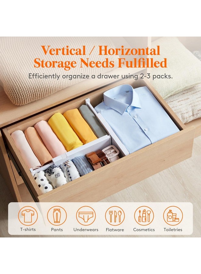 لايفويت مجموعة من 9 فواصل أدراج من لايف ويت، ارتفاع 4 بوصات، ومنظمات أدراج قابلة للتعديل من 11 إلى 17 بوصة للملابس، وفواصل أدراج قابلة للتوسيع في غرفة النوم/الحمام/المطبخ/الثلاجة/المكتب، لتنظيم وتخزين الأغراض، لون أبيض - Image 5