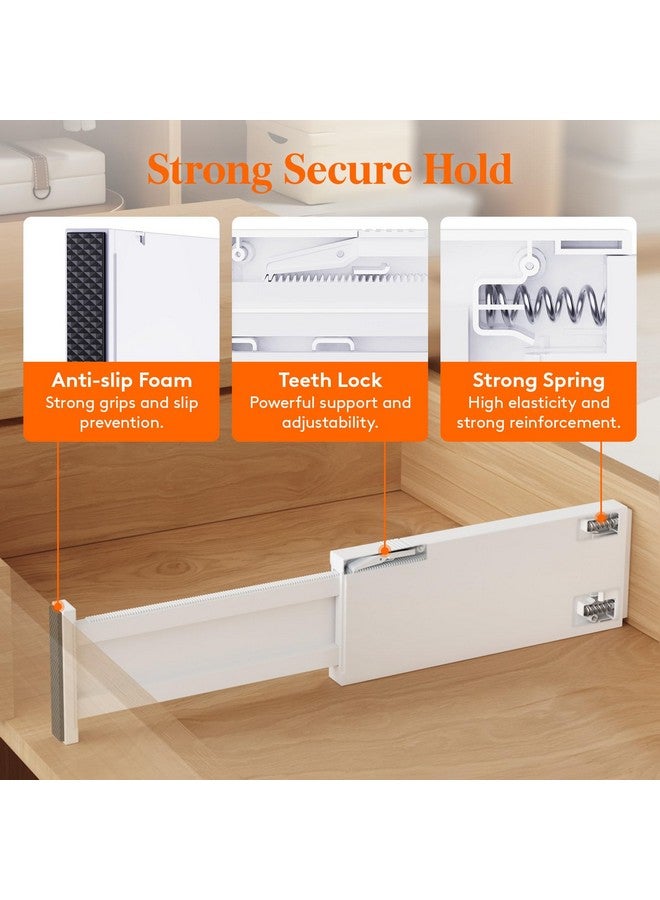 لايفويت مجموعة من 9 فواصل أدراج من لايف ويت، ارتفاع 4 بوصات، ومنظمات أدراج قابلة للتعديل من 11 إلى 17 بوصة للملابس، وفواصل أدراج قابلة للتوسيع في غرفة النوم/الحمام/المطبخ/الثلاجة/المكتب، لتنظيم وتخزين الأغراض، لون أبيض - Image 3