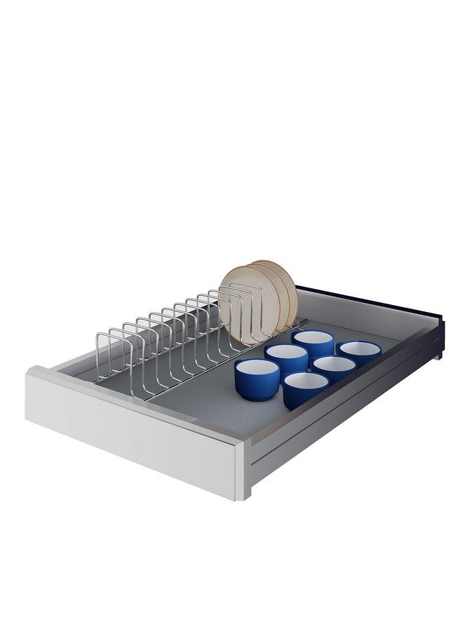 LEVON Stainless Steel Countertop Thali Rack|Dish Rack|Tiered Shelf| Plate Stand|Dish Stand|Lid Holder Utensil Rack For Kitchen-11 Sections|With Anti-Rust Nano Coating (14 Sections Saucer Insert) - Image 3