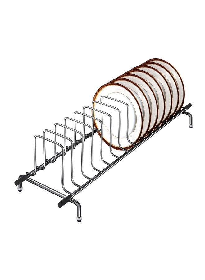 LEVON Stainless Steel Countertop Thali Rack|Dish Rack|Tiered Shelf| Plate Stand|Dish Stand|Lid Holder Utensil Rack For Kitchen-11 Sections|With Anti-Rust Nano Coating (14 Sections Saucer Insert) - Image 1