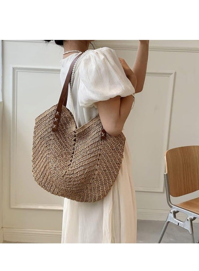 Straw Purse Beach Purse Wicker Bag for Women Beach Straw Bag Rattan Bag Basket Purse Pearl Straw Tote Bamboo Purse Wicker  - Image 2