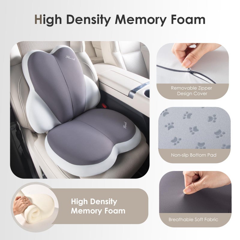 FLORICH Car Seat Cushion and Back Support for Car Ultrathick Memory Foam Office Chair Cushions with Lumbar Support Pillow for Sciatica & Back & Tailbone Pain Relief (Beige Grey) - Image 5