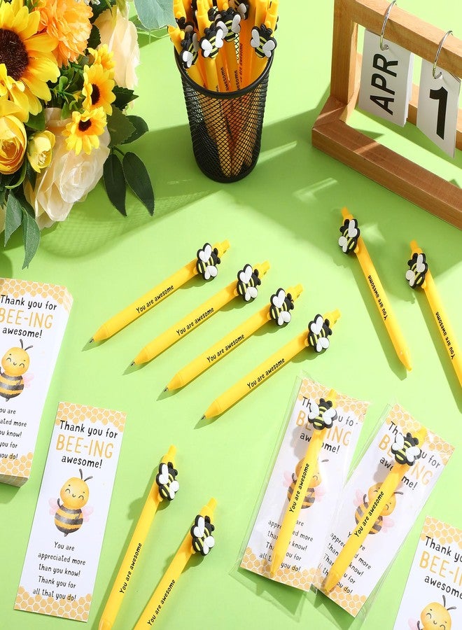Qilery 50 Set Bee Appreciation Gift Party Favors Bulk Bee Ballpoint Pen with Inspirational Card Thank You Gifts Christmas Goodie Bag Stuffer for Employee Staff Coworker Boss Nurse(You Are Awesome) - Image 4