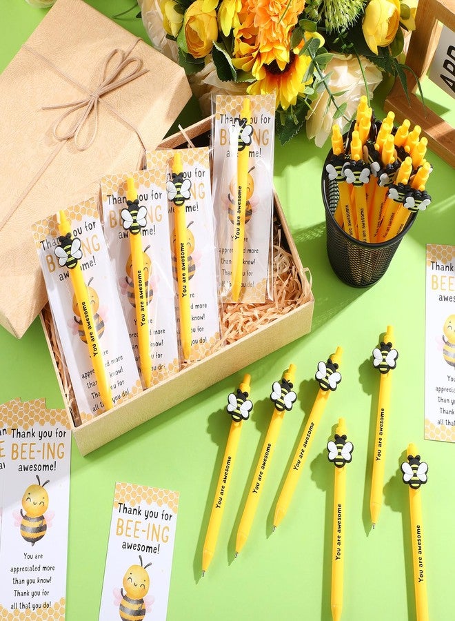 Qilery 50 Set Bee Appreciation Gift Party Favors Bulk Bee Ballpoint Pen with Inspirational Card Thank You Gifts Christmas Goodie Bag Stuffer for Employee Staff Coworker Boss Nurse(You Are Awesome) - Image 5