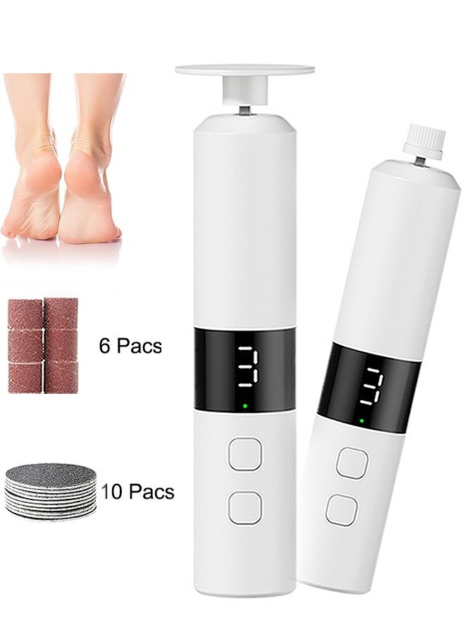 MAANGE Electric Foot Callus Remover and Nail File, Rechargeable Portable 2-in-1 Dead Skin Exfoliator & Nail Grinder Kit Lightweight for Home Pedicure (White) - Image 1