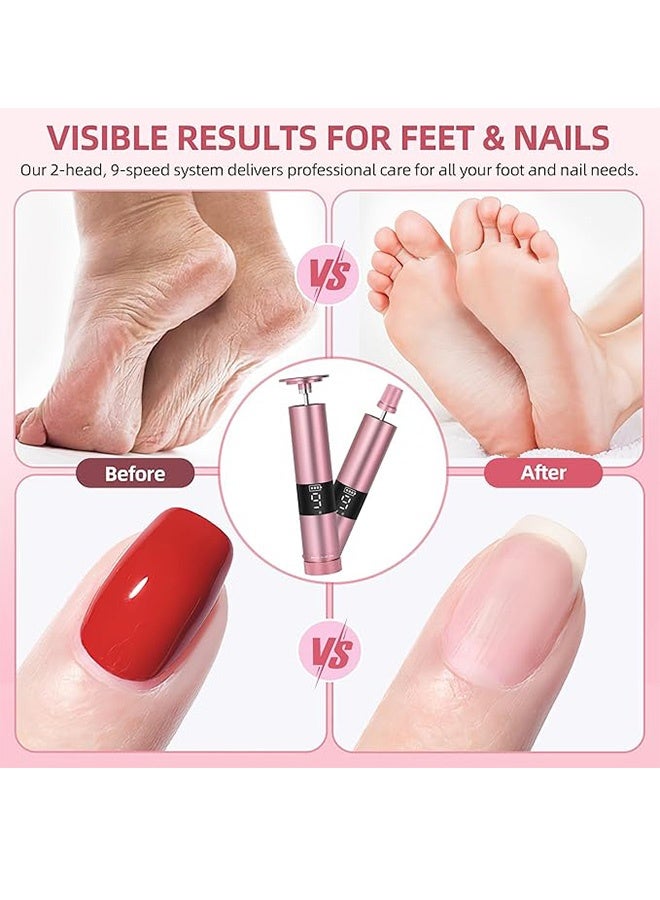 مانجي مزيل كالوس القدمين الكهربي وملف الأظافر، قابل لإعادة الشحن محمول 2 في 1 مقشر جلد نافق وطقم الأظافر خفيف الوزن للطب المنزلي (أبيض) - Image 5