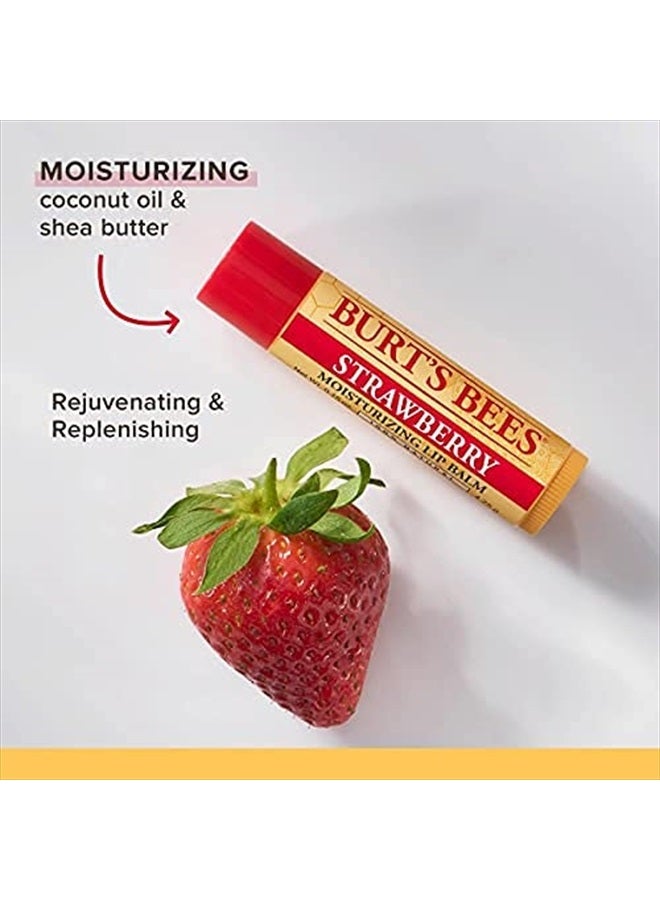 100% Natural Origin Lip Balm, Beeswax, Strawberry, Coconut & Pear, Vanilla Bean, (4 Lip Balm each 0.15 oz)