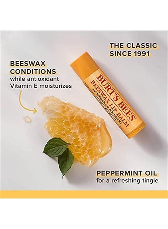 100% Natural Origin Lip Balm, Beeswax, Strawberry, Coconut & Pear, Vanilla Bean, (4 Lip Balm each 0.15 oz)