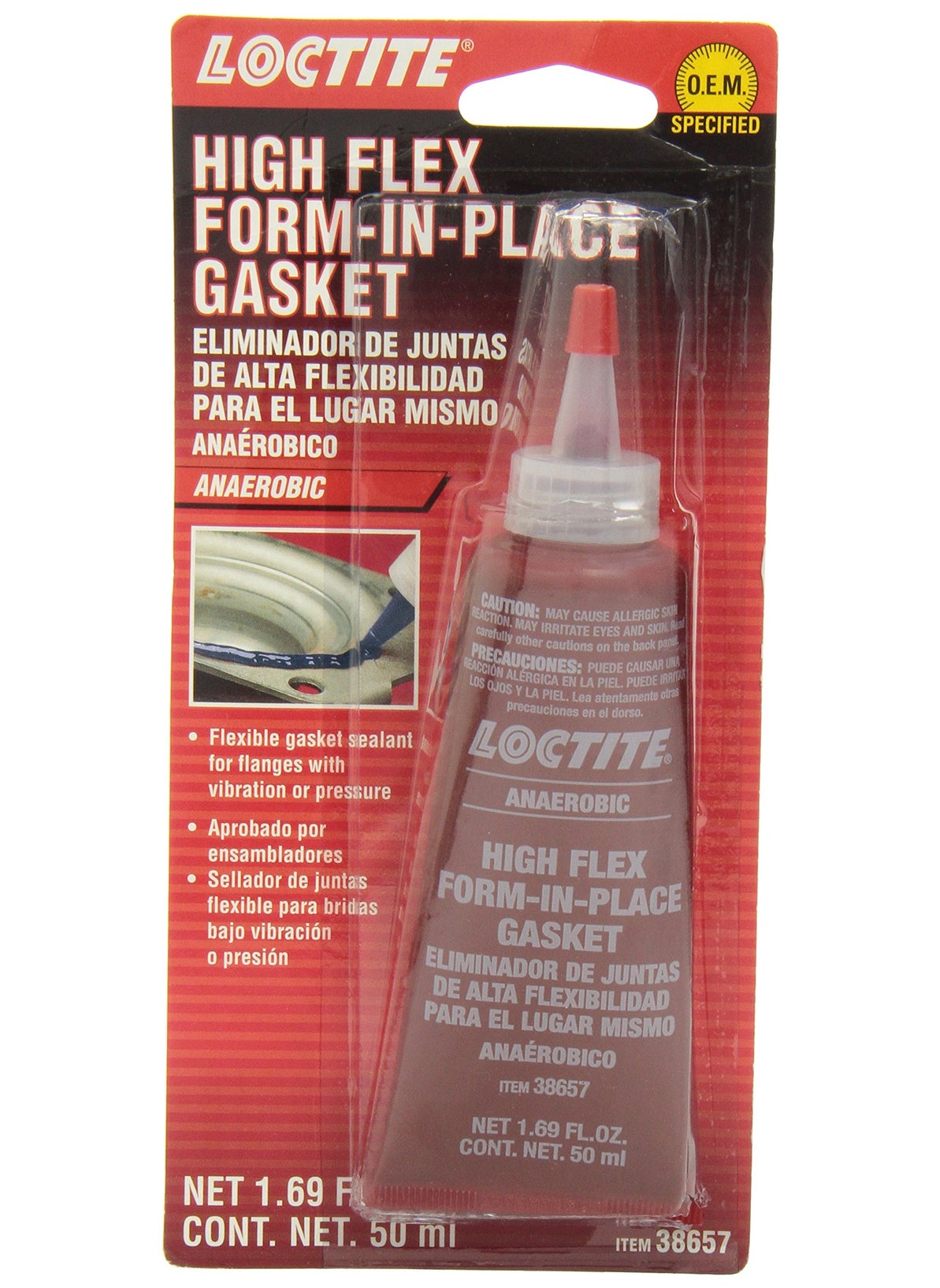 Loctite Loctite Flange Sealant, High Flex Gasket Maker: Silicone, Anaerobic, Flexible Form-in-Place, High-Temperature, Solvent-Resistant, O.E.M Specified 50 ml Tube (PN: 555354)  - Image 1