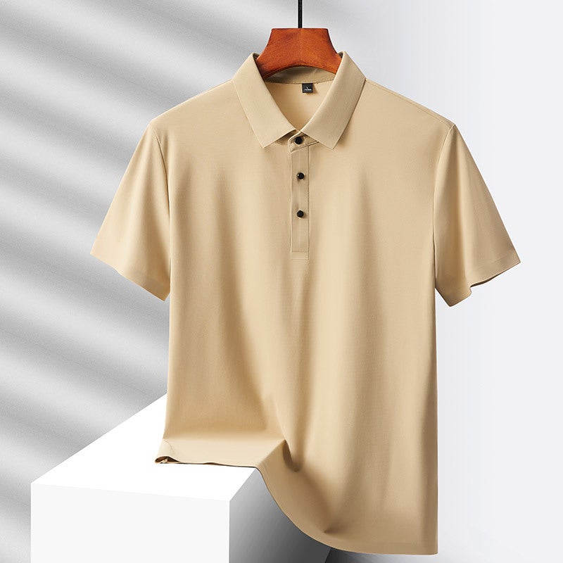Explosions Nylon Fabric Dad Summer Middle-Aged Men'S Short-Sleeved T-Shirt Summer Ice Silk Quick-Drying Middle-Aged And Elderly Loose - Image 1