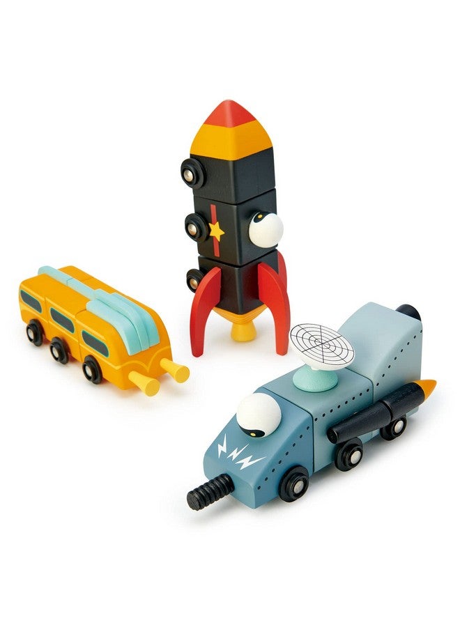 Tender Leaf Toys Space Race Mix And Match Space Themed Vehicles Toy Set Creative Pretend Play For Kids 3+ - Image 2