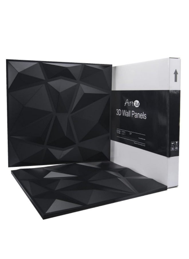 GGEROU Decorative 3D Wall Panels in Diamond Design,PVC 3D Wall Panel Diamond, 3D Textured Wall Panels, 50 * 50cm, 12 Pack Black  - Image 3