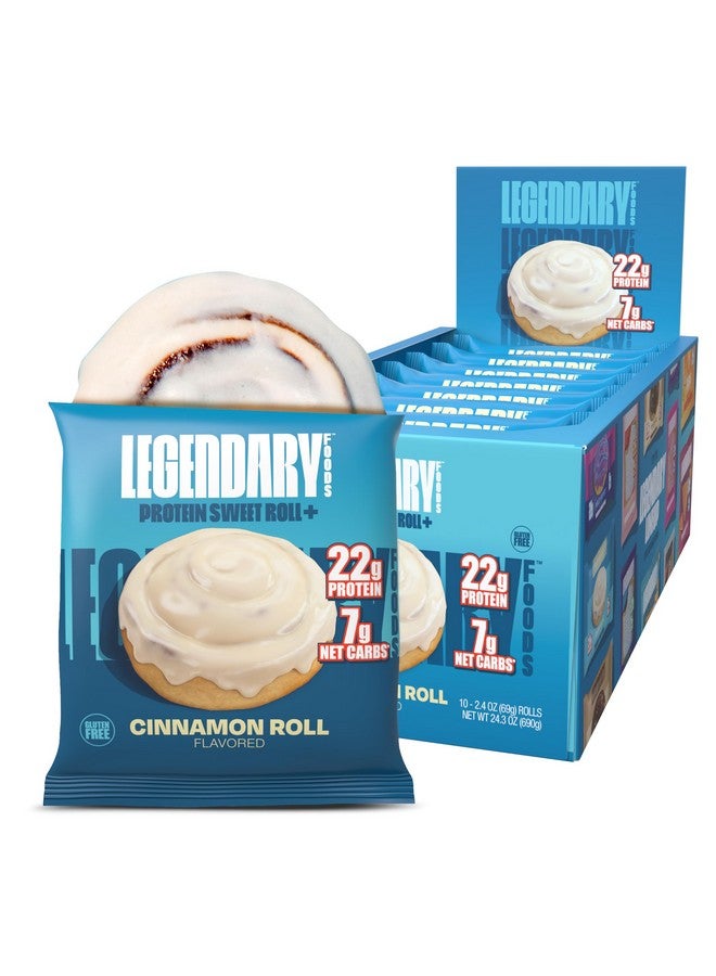 Legendary Foods Legendary Foods 22gr Protein Sweet Roll+ Bars Premium High Protien - Low Carb Meal Replacement Snack Bar - 10 x Gluten Free Snacks - Healthy Keto Snack Box - Low Sugar Diabetic Friendly Cinnamon Rolls