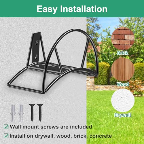 TomCare Garden Hose Holder Wall Mount Metal Water Hose Holder Holds 125Ft Hoses Heavy Duty Hose Hanger Sturdy Hoses Storage Organizer for Outside Yard Garden, Black - Image 3