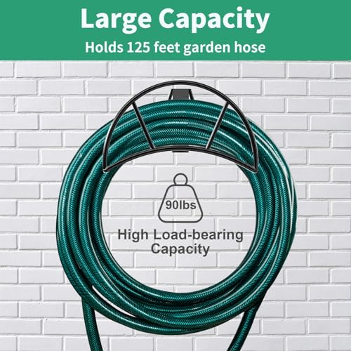TomCare Garden Hose Holder Wall Mount Metal Water Hose Holder Holds 125Ft Hoses Heavy Duty Hose Hanger Sturdy Hoses Storage Organizer for Outside Yard Garden, Black - Image 5