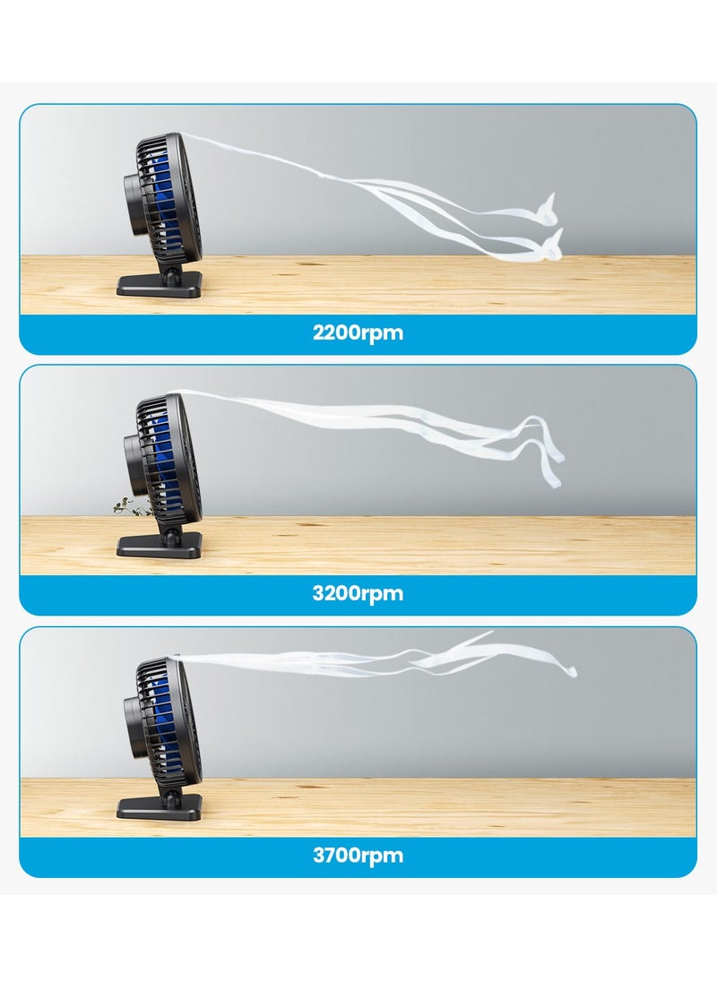 جاياتوب مروحة مكتب USB - مروحة مكتب صغيرة ولكن قوية وهادئة بثلاث سرعات، مروحة سطح مكتب صغيرة محمولة قابلة للتعديل لتبريد المنزل والمكتب والسيارة والسفر، هدية صيفية لا غنى عنها  - Image 4