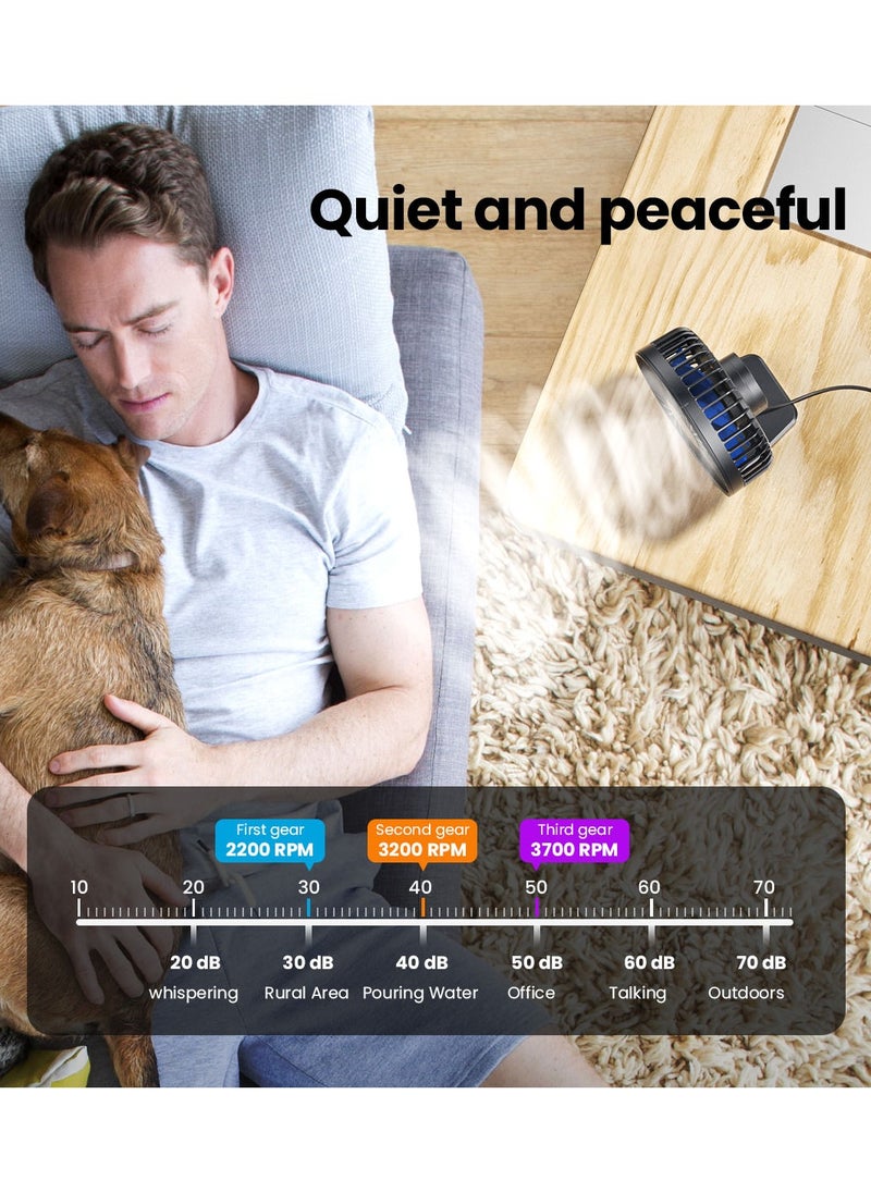 جاياتوب مروحة مكتب USB - مروحة مكتب صغيرة ولكن قوية وهادئة بثلاث سرعات، مروحة سطح مكتب صغيرة محمولة قابلة للتعديل لتبريد المنزل والمكتب والسيارة والسفر، هدية صيفية لا غنى عنها  - Image 2