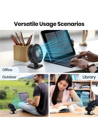 5.7 Inch USB Table Fan - Small But Powerful Desk Fan, 3-Speed Quiet Fan, Portable Adjustable Mini Desktop Fan for Home Office Car Travel Cooling, Summer Must-Have Gift - view 2